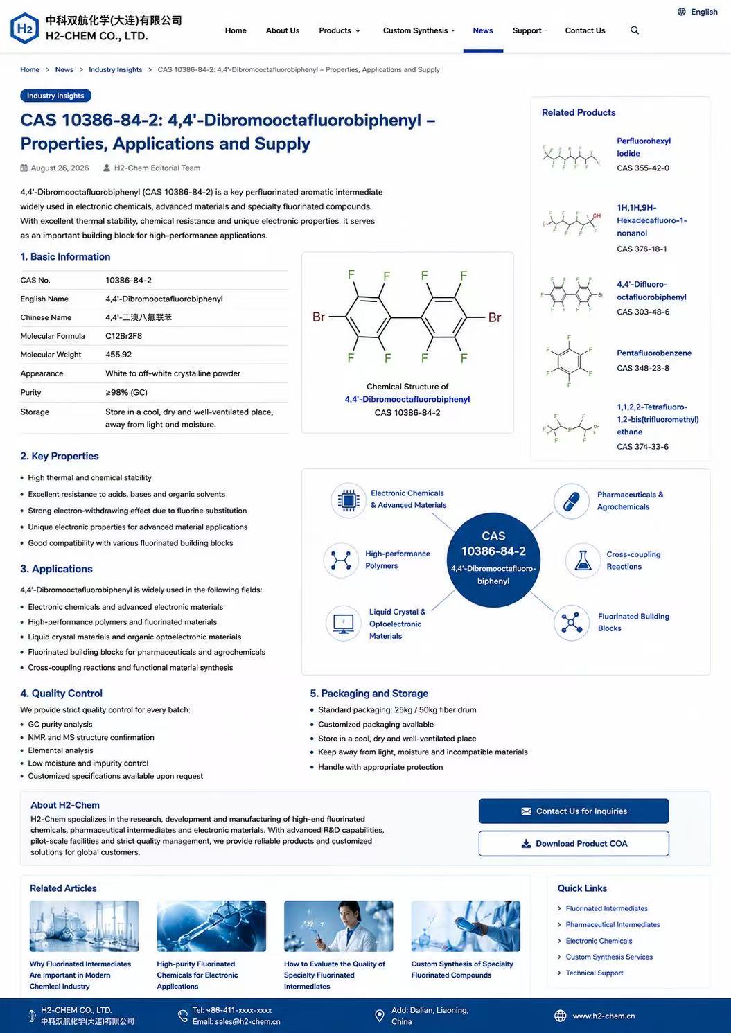 CAS 10386-84-2: 4,4’-Dibromooctafluorobiphenyl – A Specialty Fluorinated Building Block